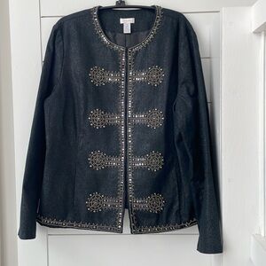 Chico’s Sequin Denim Military Jacket